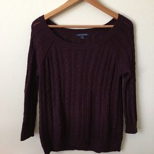 American Eagle Burgundy Knit Sweater XS
